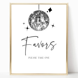 Silver Disco Ball Party Favours Table Sign