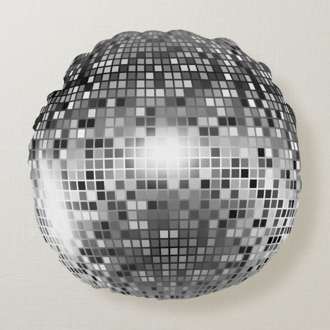 Silver Disco Ball Round Cushion (Front)