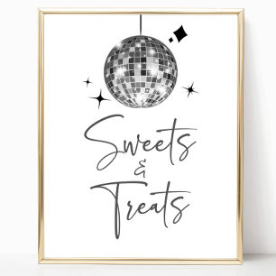 Silver Disco Ball Sweets and Treats Party Sign