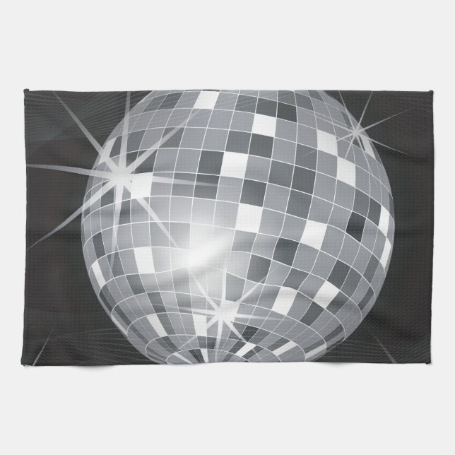 silver disco ball tea towel (Horizontal)