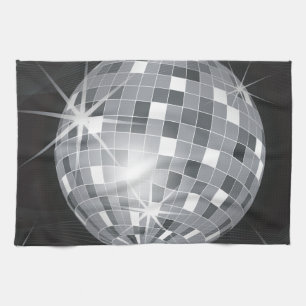 silver disco ball tea towel