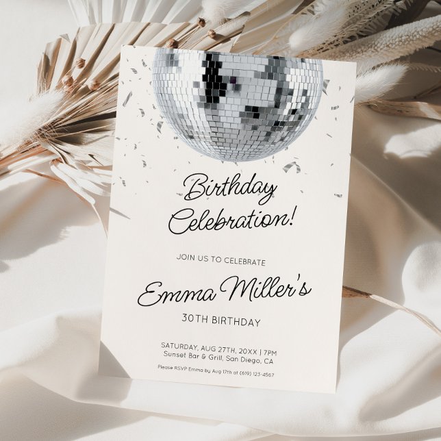 Silver Disco Birthday Celebration Invite (Creator Uploaded)