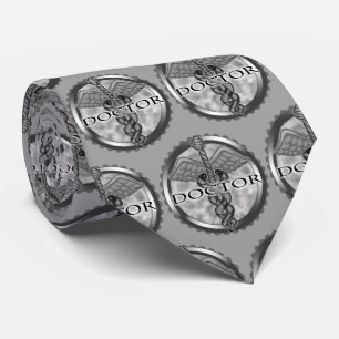 Silver Doctor Caduceus Tie