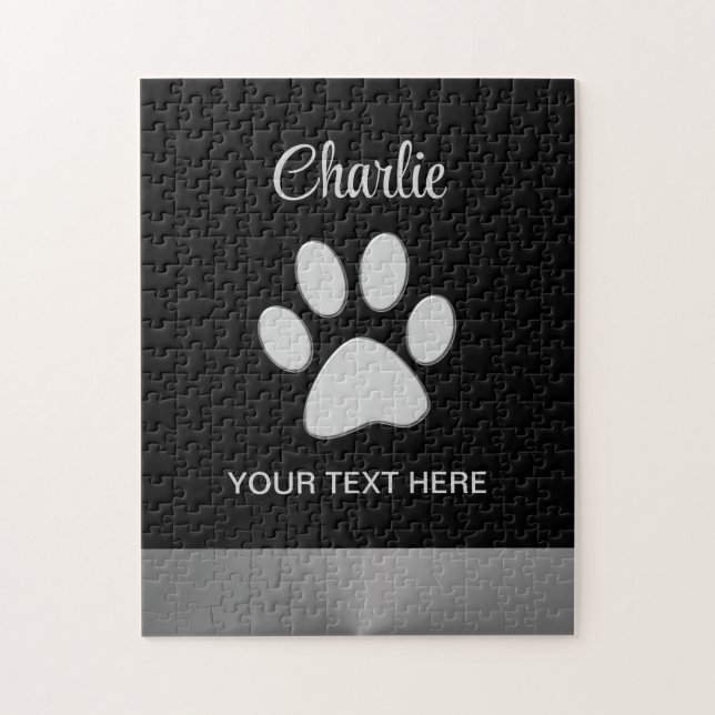  Silver Dog Paw on black background Jigsaw Puzzle (Vertical)