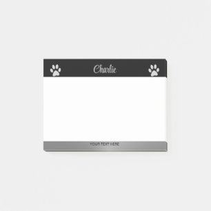 Silver Dog Paw on black background Post-it Notes