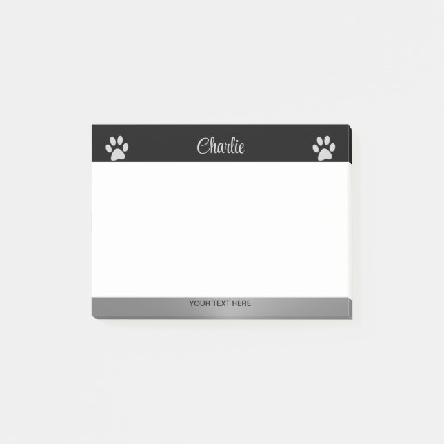  Silver Dog Paw on black background Post-it Notes (Front)
