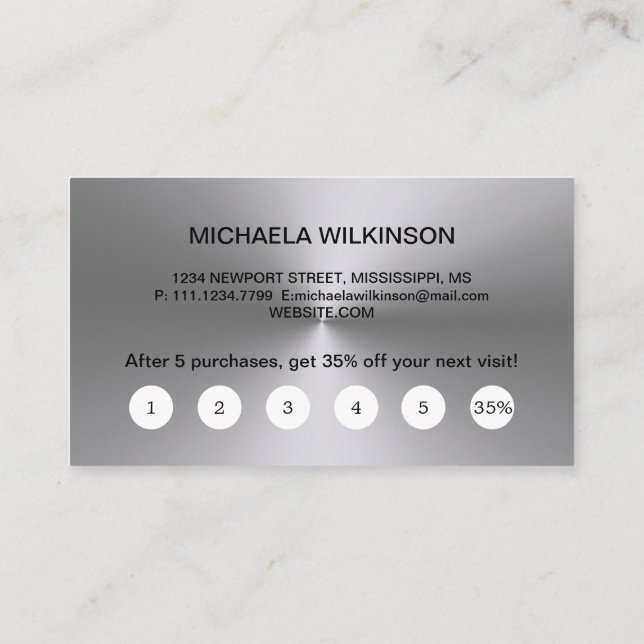 Silver Dog Paw on black Pet Grooming Service Loyalty Card (Back)