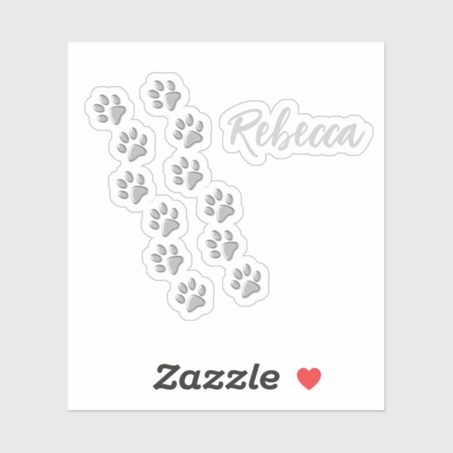 Silver Dog Paws black Background Print Pattern (Sheet)