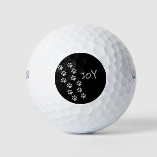 Silver Dog Paws black Background Print Pattern Golf Balls