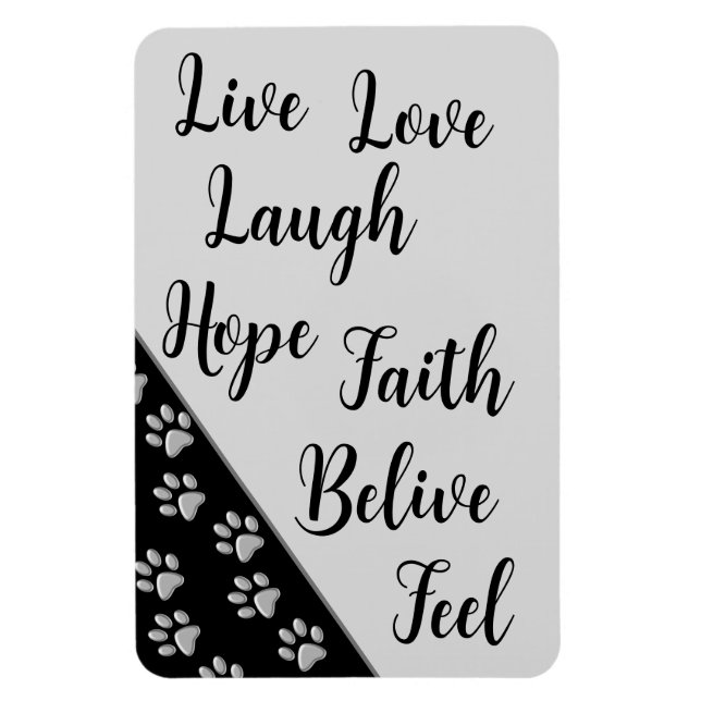 Silver Dog Paws black Background Print Pattern Mag Magnet (Vertical)