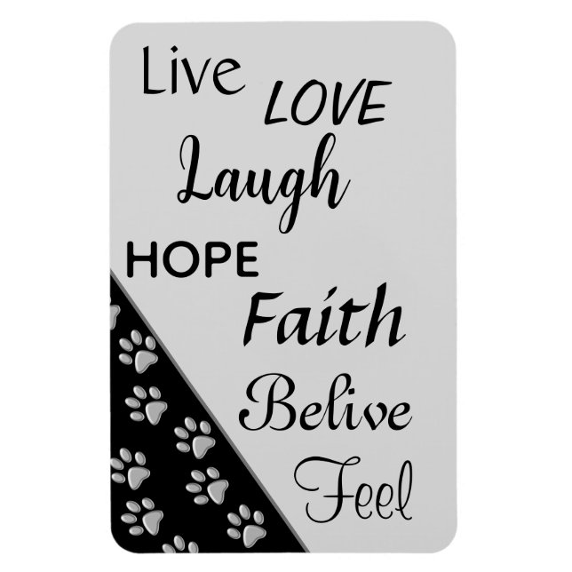 Silver Dog Paws black Background Print Pattern Mag Magnet (Vertical)