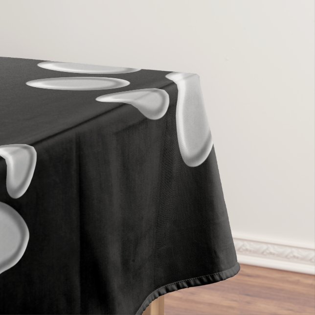Silver Dog Paws black Background Print Pattern Tablecloth (In Situ)