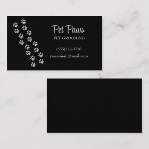 Silver Dog Paws Pattern Pet Grooming Service  Business Card