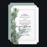 Silver Dollar Eucalyptus Wedding Invitations<br><div class="desc">This design features silver dollar eucalyptus leaves and branches. The beautiful greenery of the eucalyptus leaves compliment the elegant black modern thin border surrounding the wedding wording. A perfect fusion of modern and chic with eucalyptus silver green colour tones. Silver green, black and white are a perfect match for a...</div>