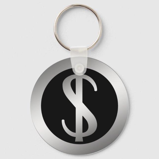 SILVER DOLLAR SIGN KEY RING (Front)