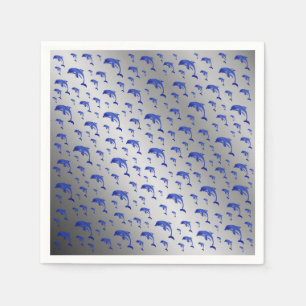 silver,dolphin, fish, nature, aquatic, design, napkin