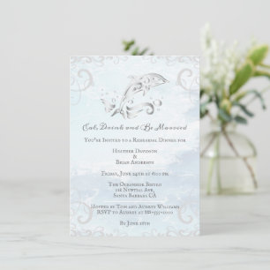 Silver Dolphin Wedding Rehearsal Dinner Invitation