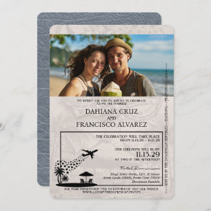 Silver Dominican Republic Passport Wedding Invitation