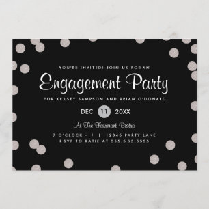 Silver Dotted Engagement Party Invite