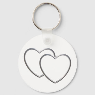 Silver Double Hearts Key Ring