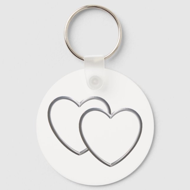 Silver Double Hearts Key Ring (Front)