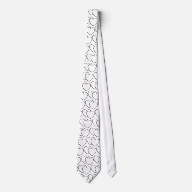 Silver Double Hearts Tie (Front)