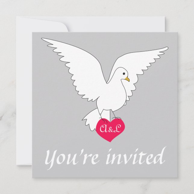 Silver Dove Wedding Invitation (Front)