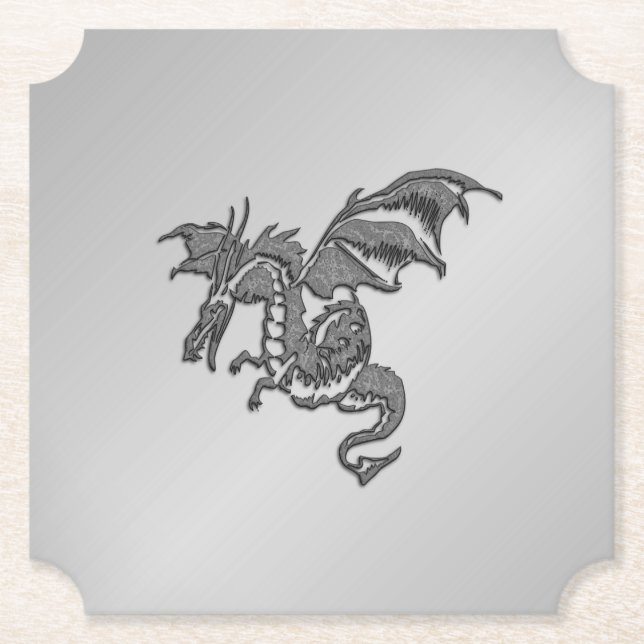 Silver Dragon Paper Coaster (Front)