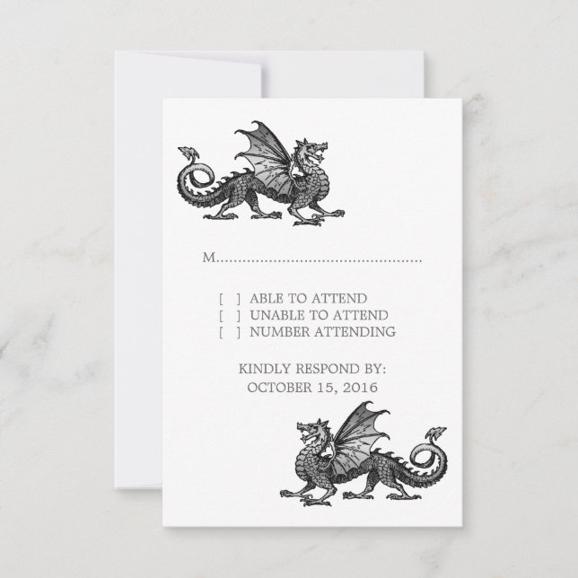 Silver Dragon Wedding Response Card (Front)