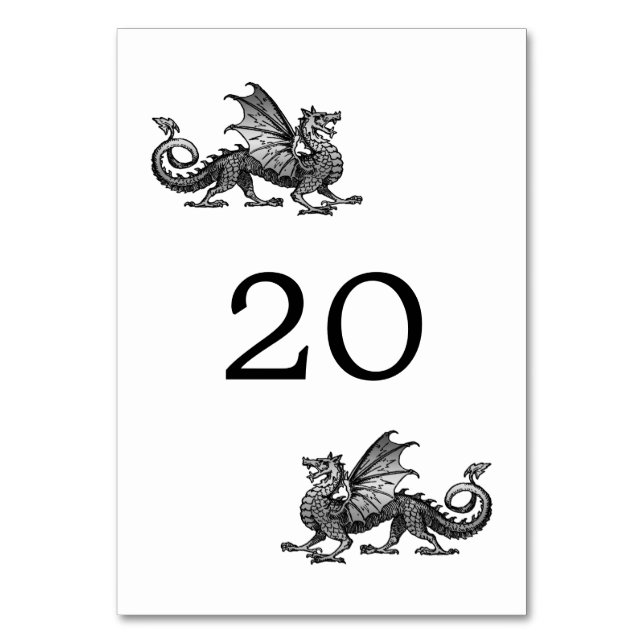 Silver Dragon Wedding Table Card (Front)