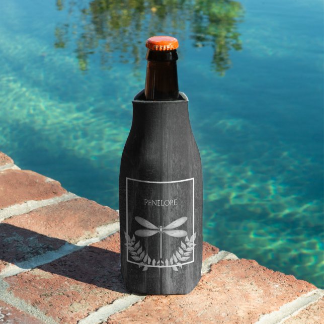 Silver Dragonfly Rustic Personalised Bottle Cooler (In Situ Pool)