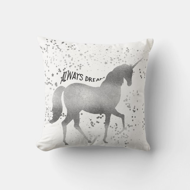Silver Dream Unicorn Cushion (Front)