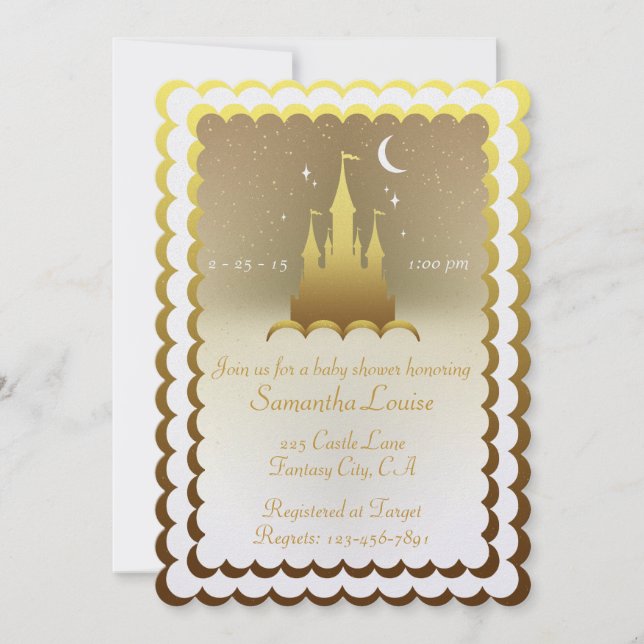 Silver Dreamy Castle In The Clouds Baby Shower Invitation (Front)
