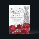 Silver Dress Gown Red Roses 30th Birthday Party Invitation<br><div class="desc">Silver Dress Gown Red Roses 30th Birthday Party  Invitation

See matching collection in Niche and Nest Store

Many thanks</div>