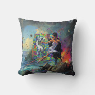 Silver Dress Priestess Occult Dark Witchy AI Art Cushion