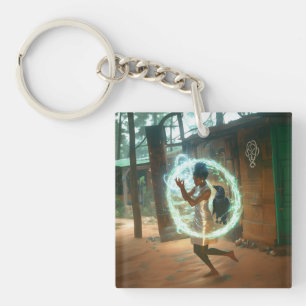 Silver Dress Priestess Occult Dark Witchy AI Art Key Ring