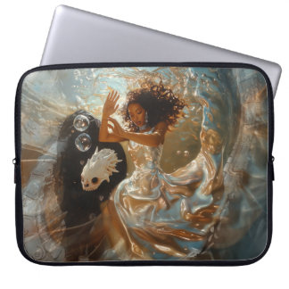 Silver Dress Priestess Occult Dark Witchy AI Art Laptop Sleeve