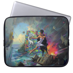 Silver Dress Priestess Occult Dark Witchy AI Art Laptop Sleeve