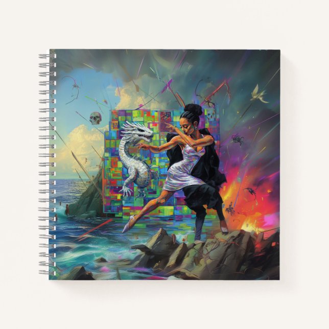 Silver Dress Priestess Occult Dark Witchy AI Art Notebook (Front)