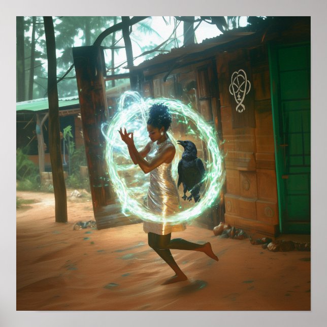 Silver Dress Priestess Witchy AI Art Matte Value Poster (Front)