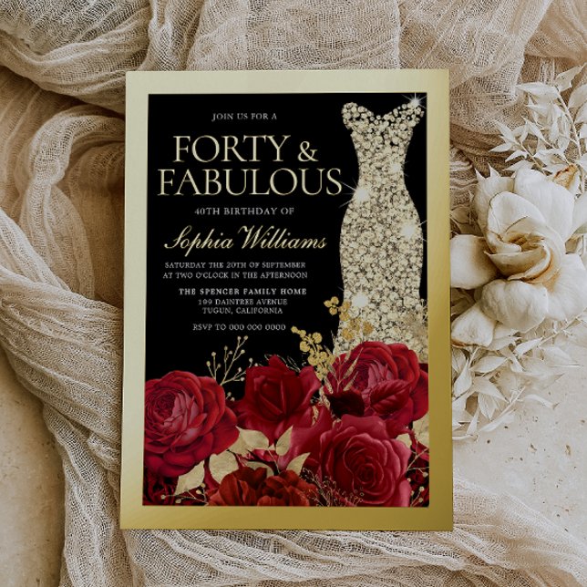 Silver Dress, Red Roses & Black 40th Birthday Gold (Creator Uploaded)