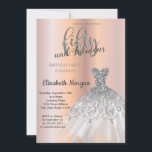 Silver Dress, Rose Gold 50th Birthday Party  Invitation<br><div class="desc">Elegant silver glitter dress on a rose gold background.</div>