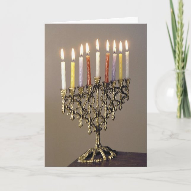 Silver Driedel Chanukah Photo Card (Front)