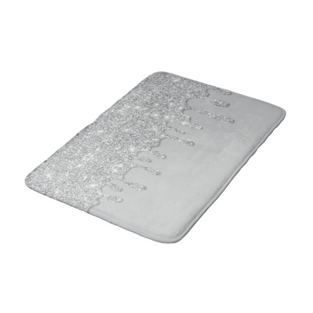 Silver Dripping Glitter Bath Mat (Angled)