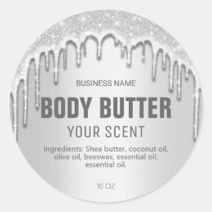 Silver Dripping Shimmer Body Butter Labels