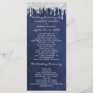 Silver Drips Event Wedding Program Formal Navy