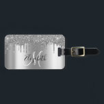 SIlver Drips Glitter Metal Monogram Luggage Tag<br><div class="desc">This design may be personalised in the area provided by changing the photo and/or text. Or it can be customised by clicking Personalise this Template and then choosing the click to customise further option and delete or change the colour of the background, add text, change the text colour or style,...</div>