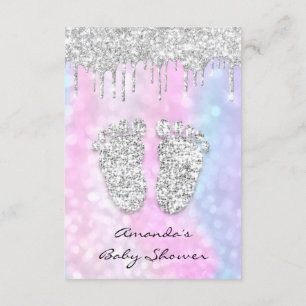 Silver Drips Pink Blue Baby Girl Shower Feet Invitation