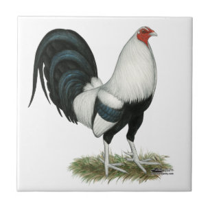 Silver Duckwing Gamecock Ceramic Tile