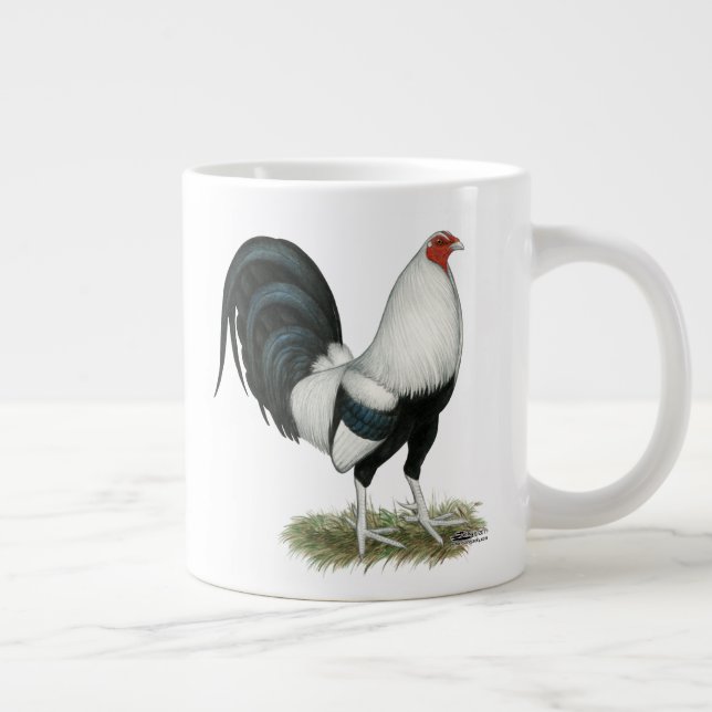 Silver Duckwing Gamecock Large Coffee Mug (Right)